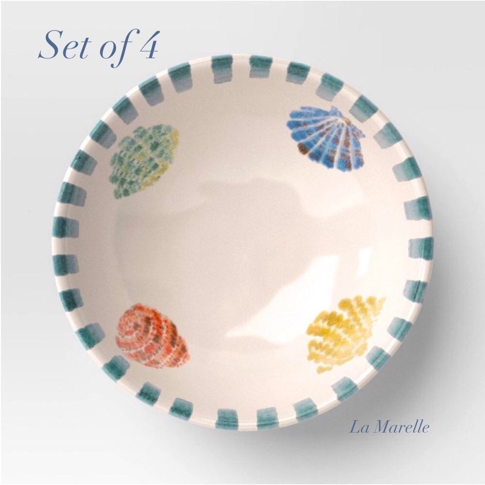 Set 4 | Coastal 5.7 fl oz Stoneware Sea Shells Mini Bowls - Threshold